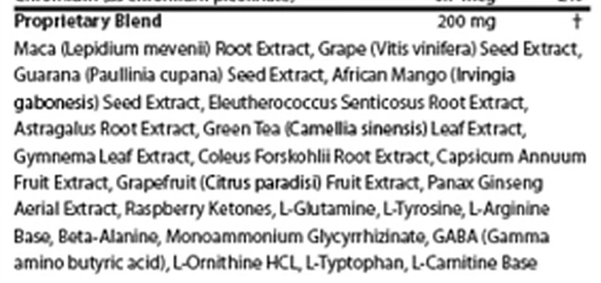 Gelatine Sculpt proprietary blend, 22 ingredients listed on the label